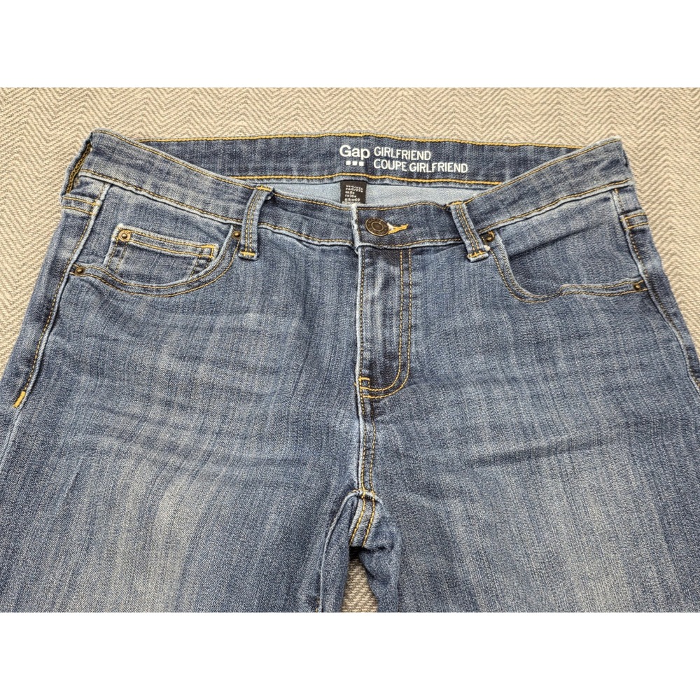 Gap Girlfriend Jeans Medium Wash Distressed Denim Women's Size 4 Regular - Picture 3 of 6